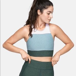 Outdoor Voices Tri-Tone Slashback Green Crop Top